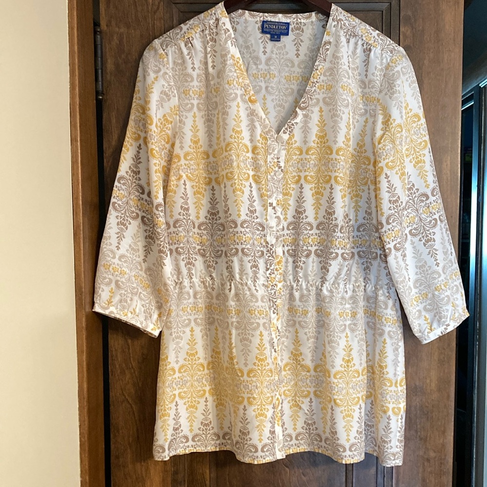 Women's Yellow and Gray Patterned Top